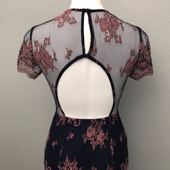 New! Lovers + Friends Mesh Lace Maxi Navy dress - Picture 4 of 9